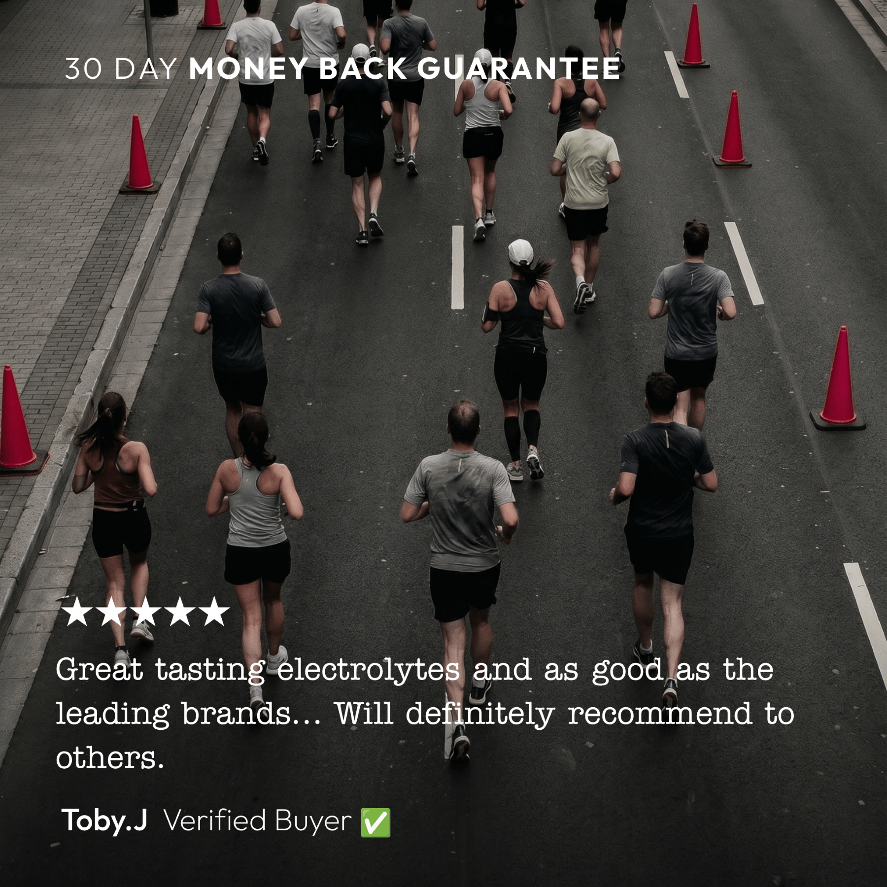 Creayate Lemonade Salt 30-day money-back guarantee with verified five-star runner review