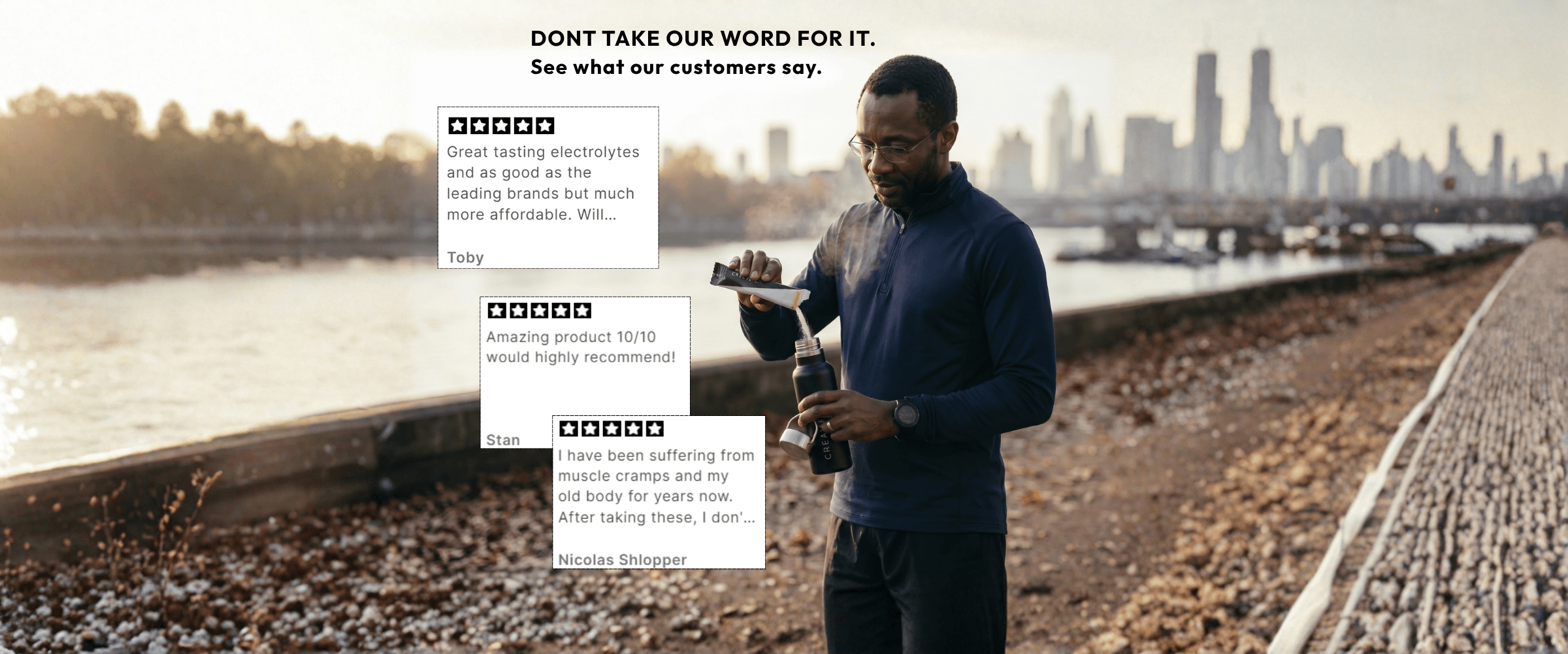 Creayate landing banner 5 — Don't take our word for it, customer reviews (desktop)